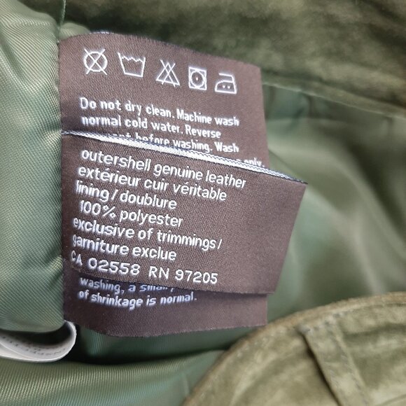 Danier Womens Khaki Green Suede Leather Boot Cut Pants Size 6 - Picture 9 of 10